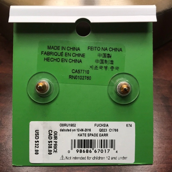 Kate Spade Earrings! Brand New! Gumdrop Fuchsia. - Picture 2 of 3